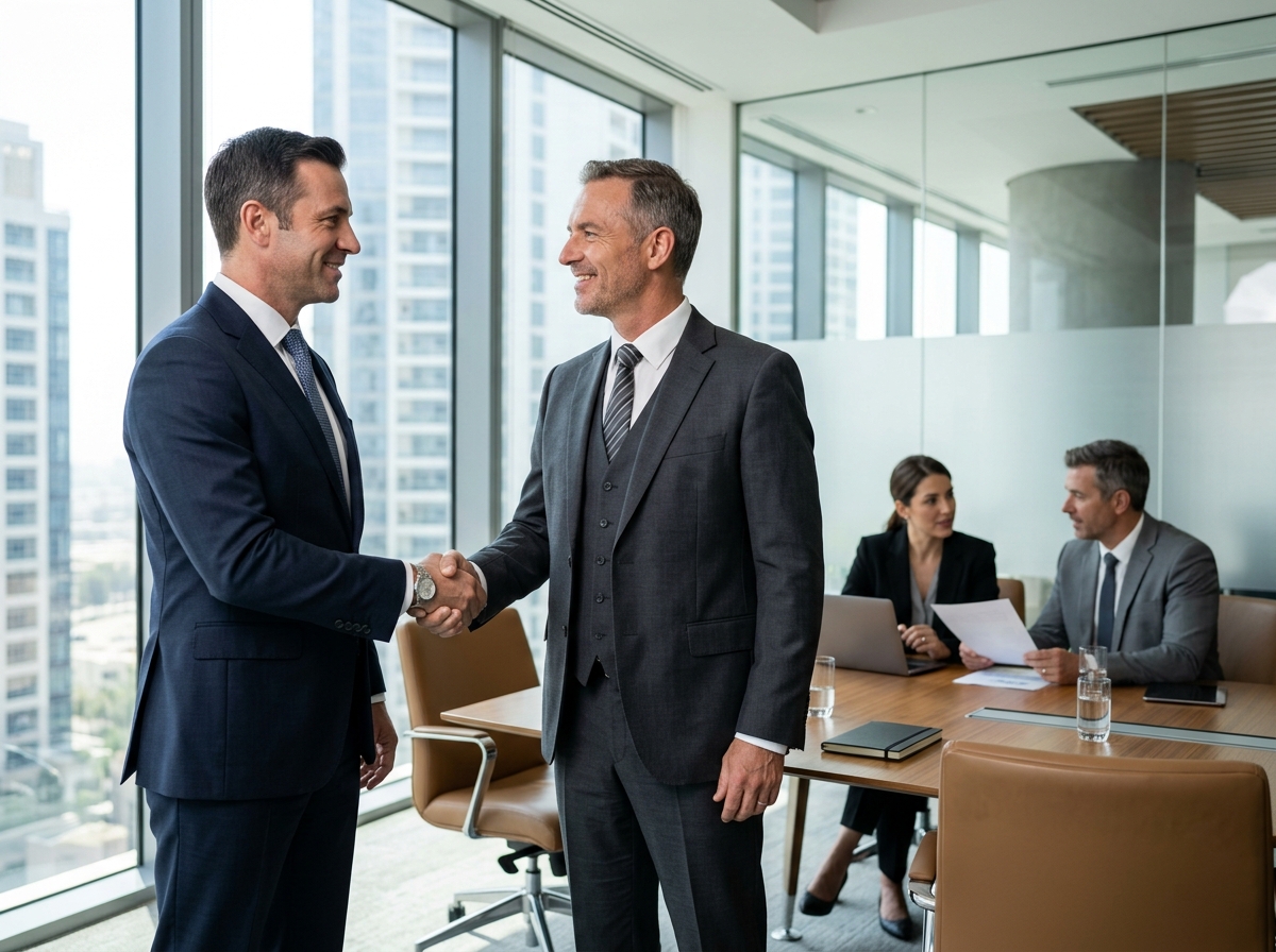 Corporate Investigation Executive Meeting and Handshake